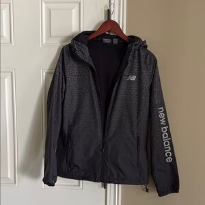New Balance Silver and Black Windbreaker Jacket Athletic Style